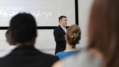 Businessman leading a training conference