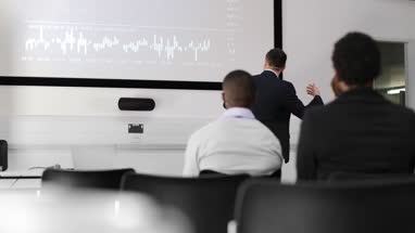 Businessman leading a training conference