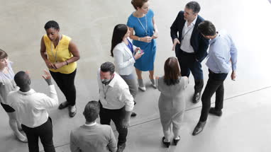 Overhead shot of a networking event