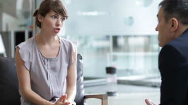Young female businesswoman being interviewed for a job