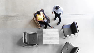 Overhead shot of a business meeting