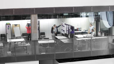 Busy office at night