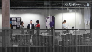 Busy office at night