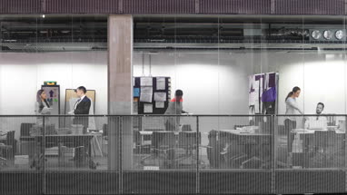 Busy office at night