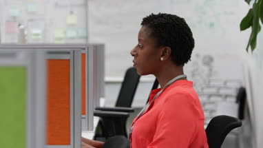 African american businesswoman working in office 