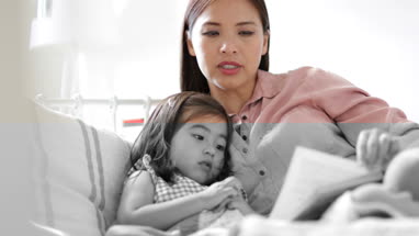 Mother reading Daughter a bedtime story