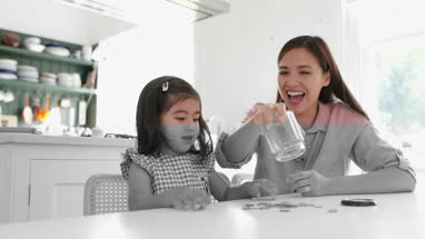 Girl counting her pocket money