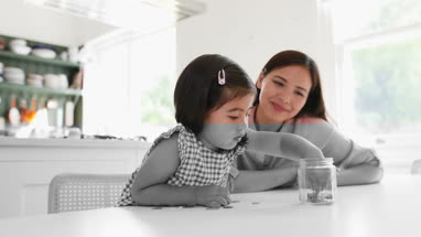 Girl saving her pocket money