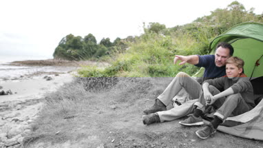 Father and Son camping together