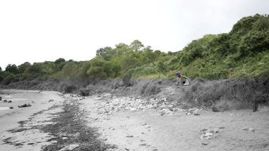 Father and Son coastal camping together off-grid