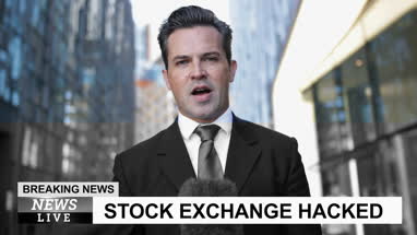 News presenter talking to camera