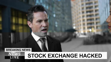 Businessman being interviewed on the street