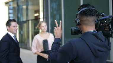 News presenter interviewing live on the street