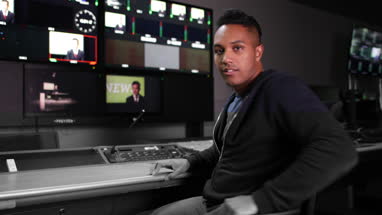 Portrait of a TV Producer in a control room