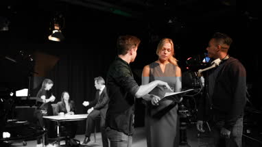 TV Crew having a meeting in a TV studio