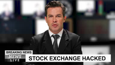 News presenter reading breaking news