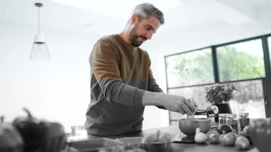 Adult male making fresh pasta