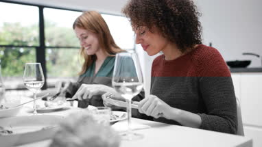 Female friends enjoying a meal together