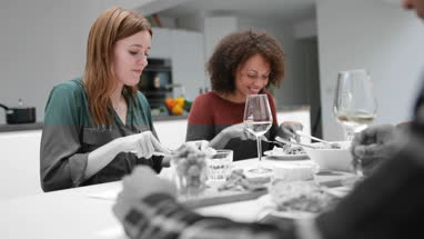 Friends enjoying a meal together