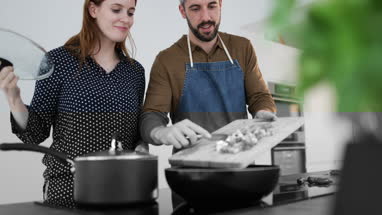 Couple preparing a meal together