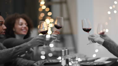 Friends celebrating Christmas together