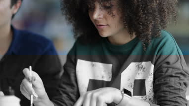 Students eating fast food