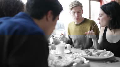 Students eating junk food
