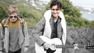 Group of friends on a hike to go camping