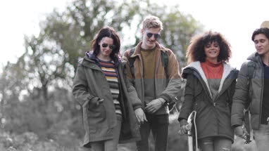 Group of friends walking outdoors