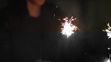 Friends having fun with sparklers 