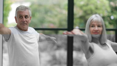 Senior couple using a laptop together