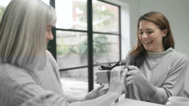 Senior couple on a videocall