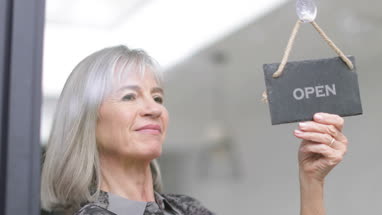 Senior man using smartwatch