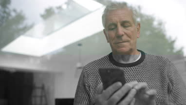 Senior man taking medicine