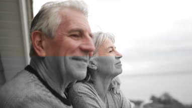 Senior couple enjoying sea view