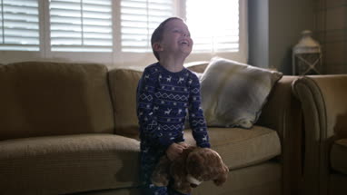 Boy excited at his Christmas present