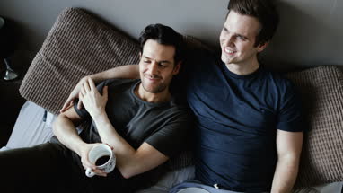 Young male couple relaxing