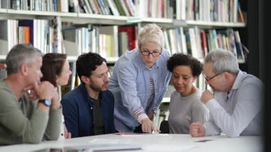 Mature students on adult education course