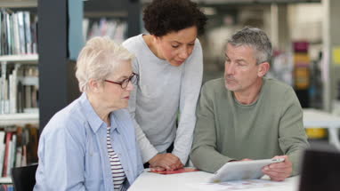 Seniors on computer skills course