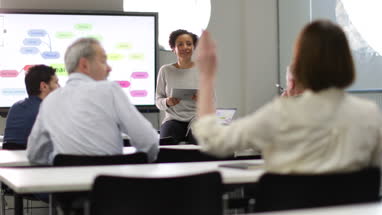 Student asking question on adult education course