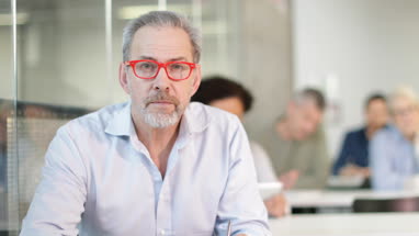 Portrait of senior student in a lecture