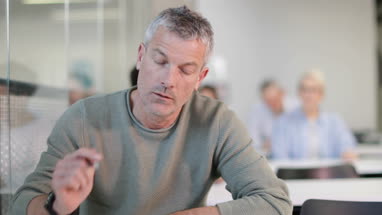 Portrait of senior student in a lecture