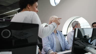 Senior woman on computing course