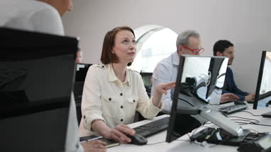 Woman on computing course