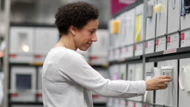 Designer choosing materials