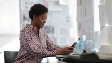 African american female working in creative office