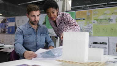 Architects discussing plans