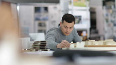 Portrait of Architect with model