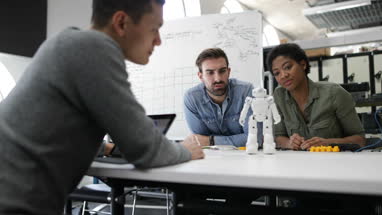 Team working on design of a robot