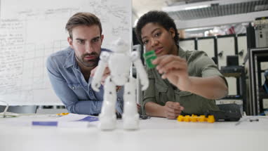 Team working on design of a robot